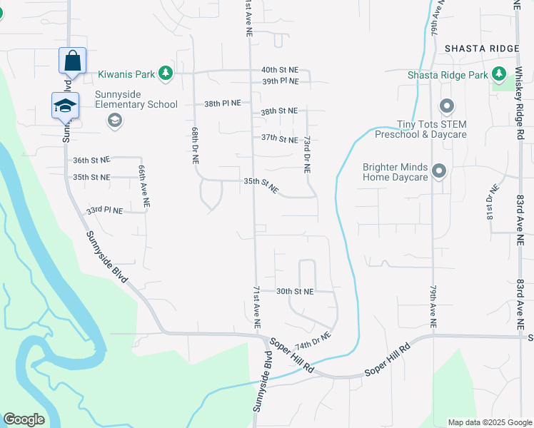 map of restaurants, bars, coffee shops, grocery stores, and more near 3309 71st Avenue Northeast in Marysville