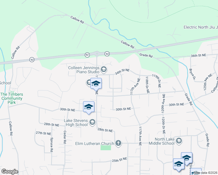 map of restaurants, bars, coffee shops, grocery stores, and more near 3304 114th Drive in Lake Stevens