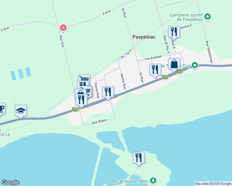 map of restaurants, bars, coffee shops, grocery stores, and more near 83 Boulevard Gérard D. Levesque Ouest in Paspã©Biac