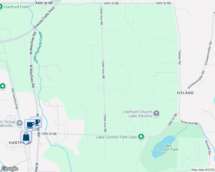map of restaurants, bars, coffee shops, grocery stores, and more near 3327 139th Avenue Northeast in Lake Stevens