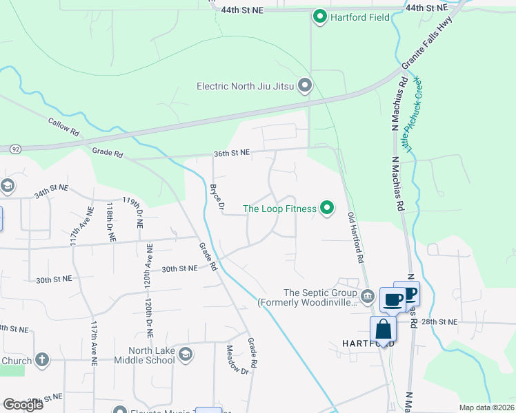 map of restaurants, bars, coffee shops, grocery stores, and more near 3319 125th Avenue Northeast in Lake Stevens