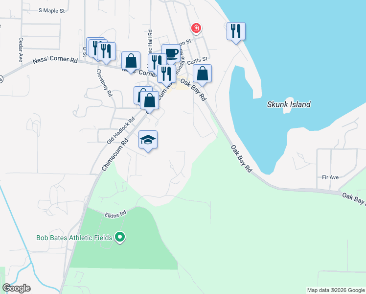 map of restaurants, bars, coffee shops, grocery stores, and more near 172 Ann Kivley Drive in Port Hadlock-Irondale
