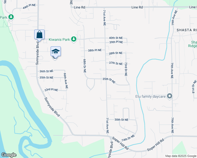 map of restaurants, bars, coffee shops, grocery stores, and more near 3509 70th Drive Northeast in Marysville