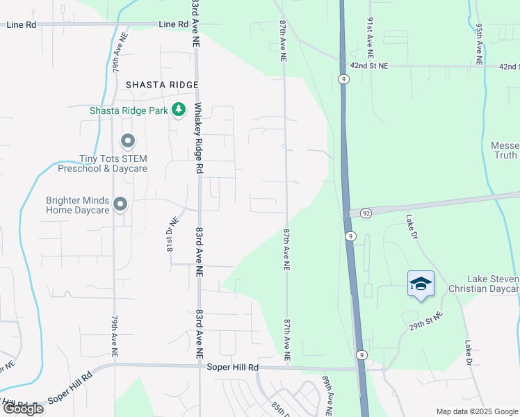 map of restaurants, bars, coffee shops, grocery stores, and more near 8575 35th Street Northeast in Marysville