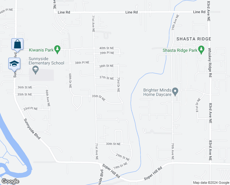 map of restaurants, bars, coffee shops, grocery stores, and more near 7304 35th Place Northeast in Marysville