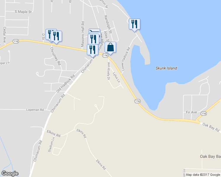map of restaurants, bars, coffee shops, grocery stores, and more near 172 Ann Kivley Drive in Port Hadlock-Irondale