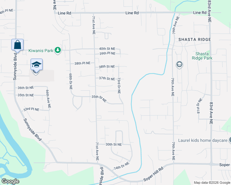 map of restaurants, bars, coffee shops, grocery stores, and more near 7229 35th Place Northeast in Marysville