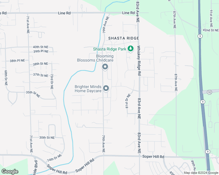 map of restaurants, bars, coffee shops, grocery stores, and more near 3476 80th Avenue Northeast in Marysville