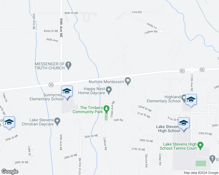map of restaurants, bars, coffee shops, grocery stores, and more near 3408 103rd Drive Northeast in Lake Stevens