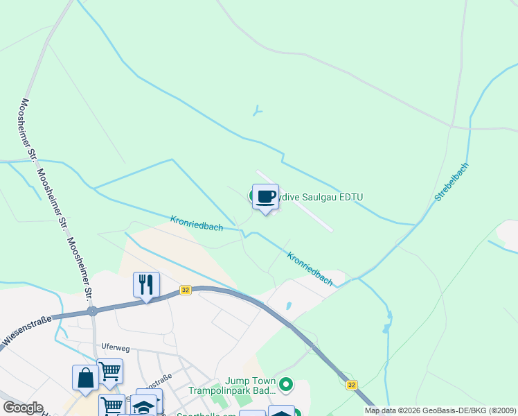 map of restaurants, bars, coffee shops, grocery stores, and more near 135 Glockeneichweg in Bad Saulgau
