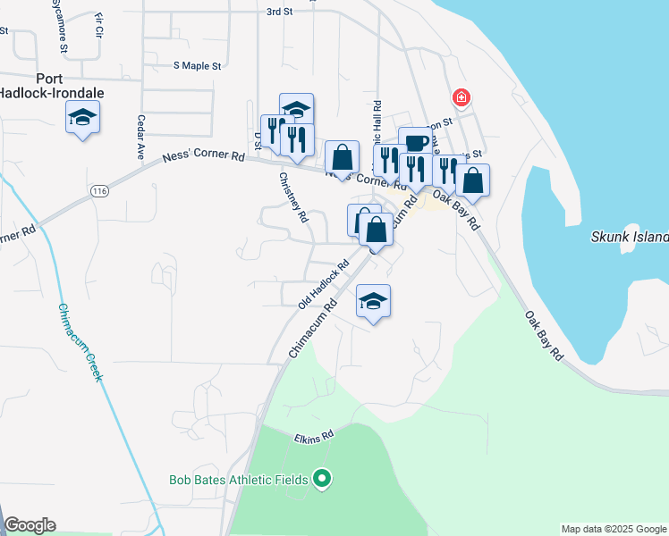 map of restaurants, bars, coffee shops, grocery stores, and more near 61 Garden Court in Port Hadlock-Irondale