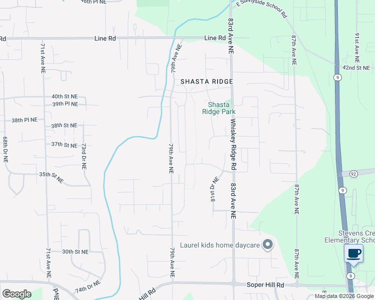 map of restaurants, bars, coffee shops, grocery stores, and more near 3615 79TH Avenue Northeast in Everett