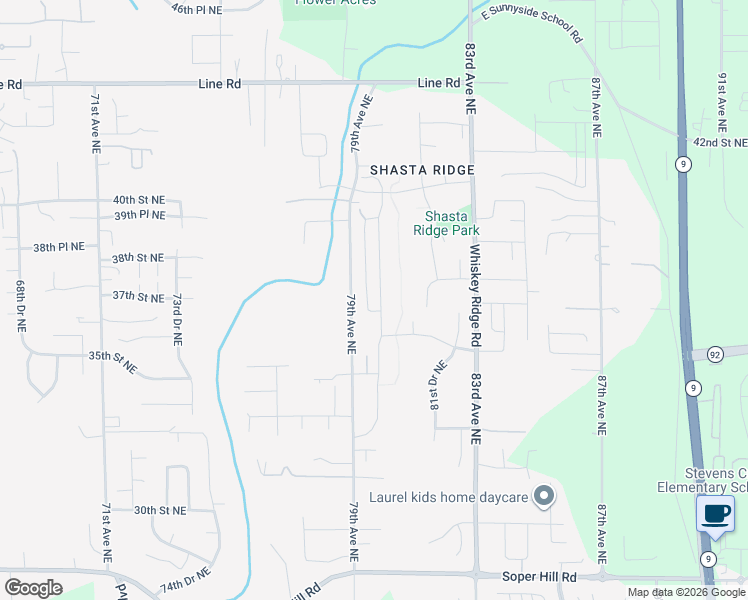 map of restaurants, bars, coffee shops, grocery stores, and more near 3615 79TH Avenue Northeast in Everett