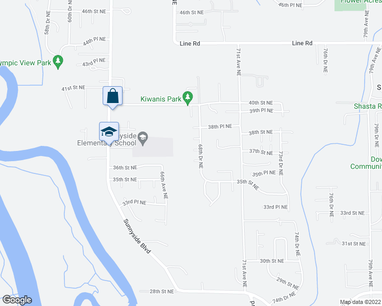 map of restaurants, bars, coffee shops, grocery stores, and more near 6800 37th Street Northeast in Marysville