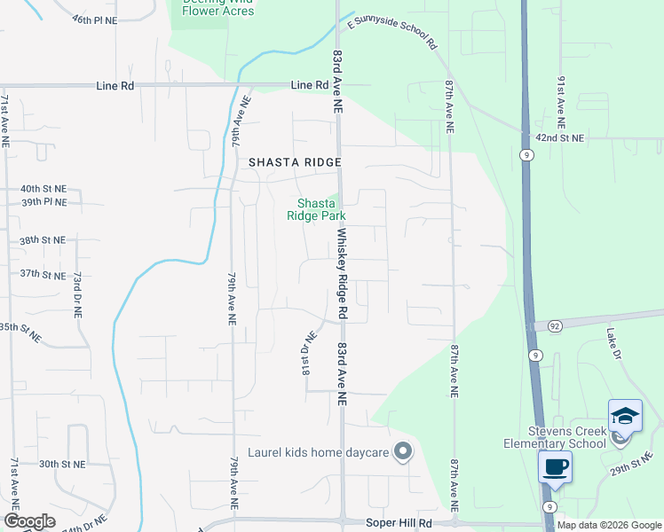 map of restaurants, bars, coffee shops, grocery stores, and more near 8242 37th Place Northeast in Marysville
