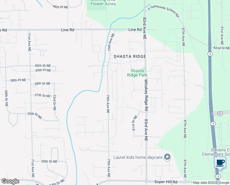 map of restaurants, bars, coffee shops, grocery stores, and more near 3615 79TH Avenue Northeast in Everett