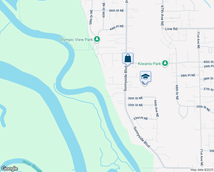 map of restaurants, bars, coffee shops, grocery stores, and more near 3704 Sunnyside Blvd in Marysville