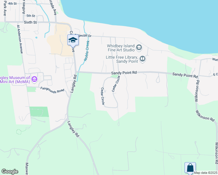 map of restaurants, bars, coffee shops, grocery stores, and more near 995 Cedar Cir in Langley