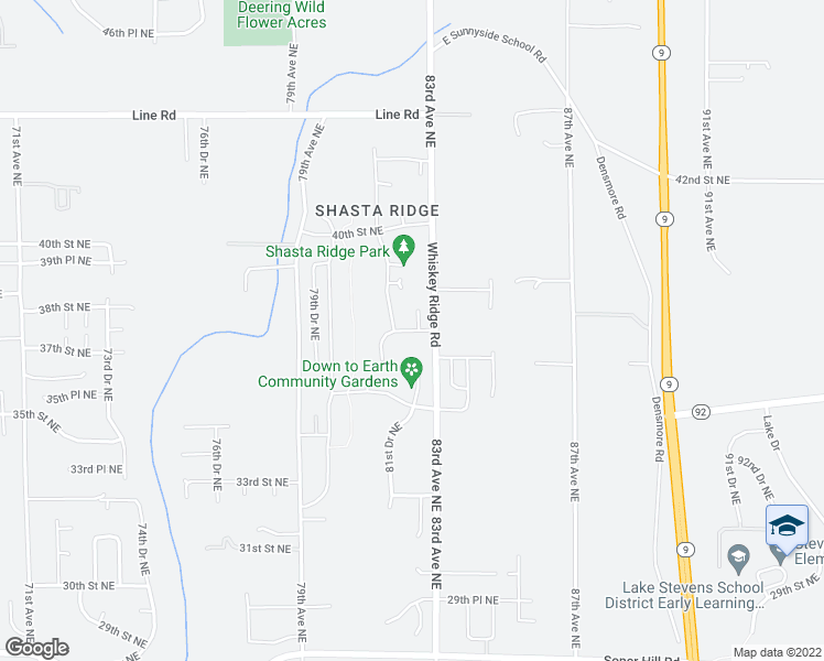 map of restaurants, bars, coffee shops, grocery stores, and more near 8242 37th Place Northeast in Marysville