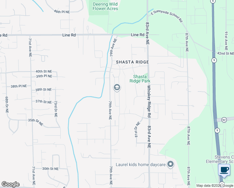 map of restaurants, bars, coffee shops, grocery stores, and more near 3615 79TH Avenue Northeast in Everett