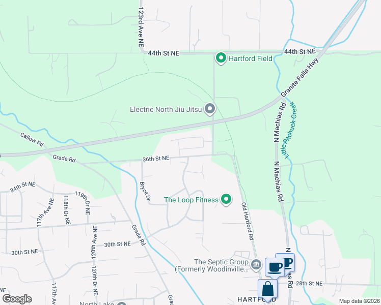 map of restaurants, bars, coffee shops, grocery stores, and more near 12603 36th Street Northeast in Lake Stevens