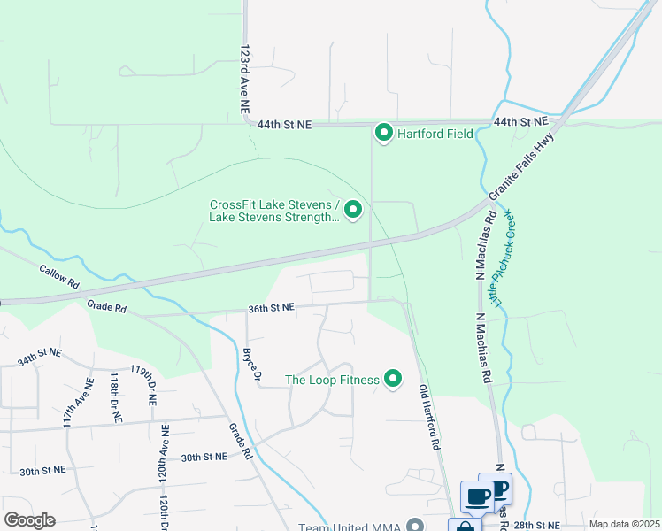 map of restaurants, bars, coffee shops, grocery stores, and more near 12721 37th Place Northeast in Lake Stevens