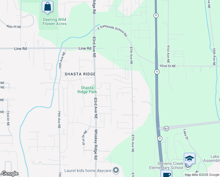 map of restaurants, bars, coffee shops, grocery stores, and more near 3911 85th Avenue Northeast in Marysville