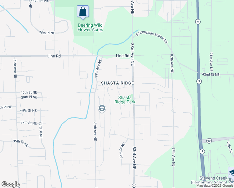 map of restaurants, bars, coffee shops, grocery stores, and more near 3932 82nd Avenue Northeast in Marysville
