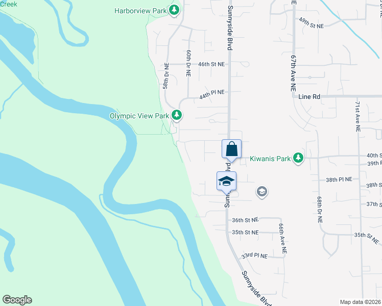 map of restaurants, bars, coffee shops, grocery stores, and more near 4027 60th Avenue Northeast in Marysville