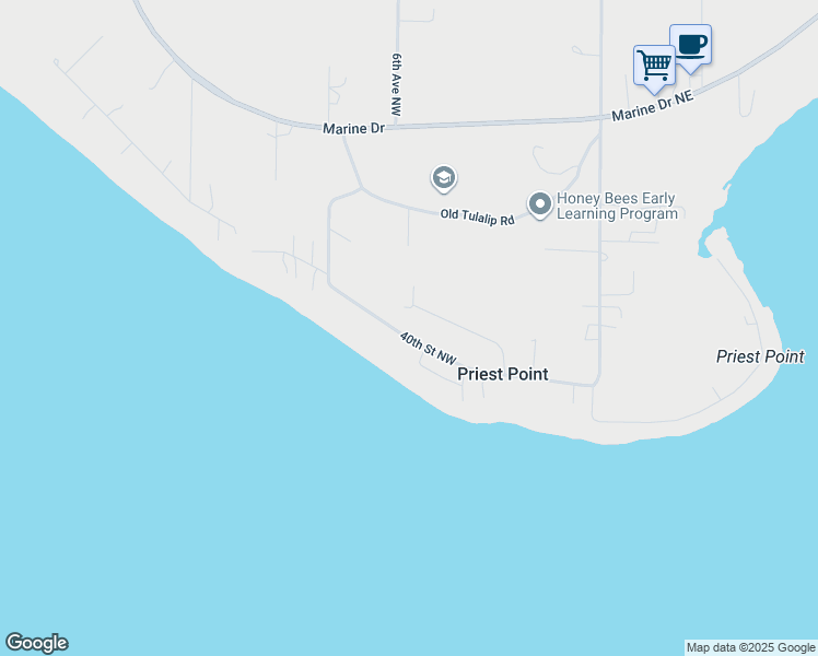 map of restaurants, bars, coffee shops, grocery stores, and more near 520 Gays Drive in Tulalip Bay