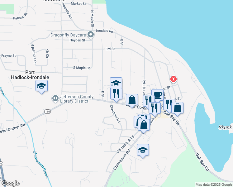 map of restaurants, bars, coffee shops, grocery stores, and more near in Port Hadlock-Irondale