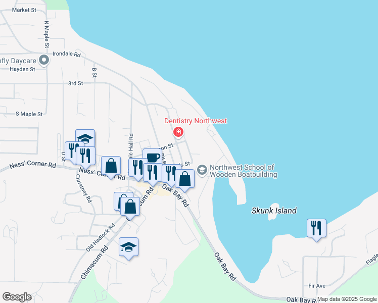 map of restaurants, bars, coffee shops, grocery stores, and more near Curtis Street in Port Hadlock-Irondale