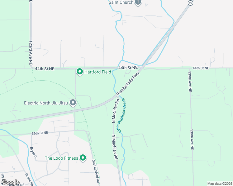 map of restaurants, bars, coffee shops, grocery stores, and more near Washington 92 in Lake Stevens