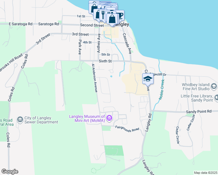 map of restaurants, bars, coffee shops, grocery stores, and more near 762 Suzanne Court in Langley