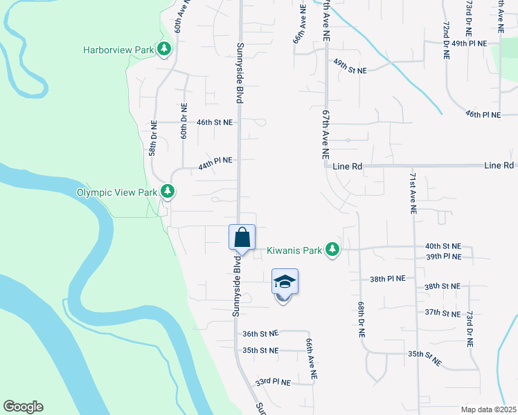 map of restaurants, bars, coffee shops, grocery stores, and more near 6341 42nd Street Northeast in Marysville