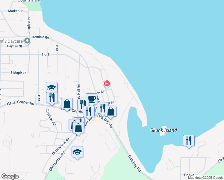 map of restaurants, bars, coffee shops, grocery stores, and more near Curtis St in Port Hadlock-Irondale