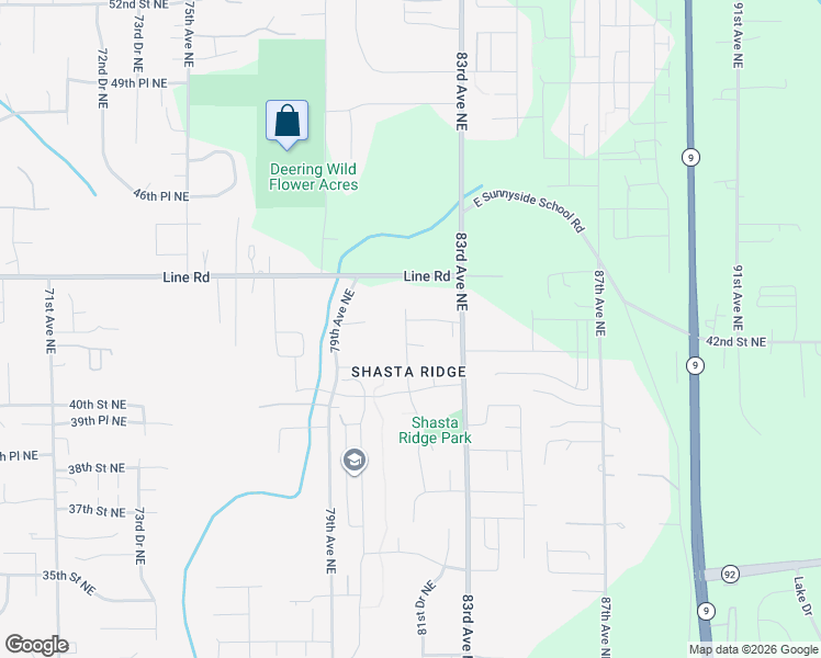 map of restaurants, bars, coffee shops, grocery stores, and more near 7755 42nd Place Northeast in Marysville