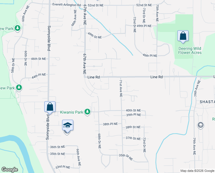 map of restaurants, bars, coffee shops, grocery stores, and more near 4334 69th Avenue Northeast in Marysville