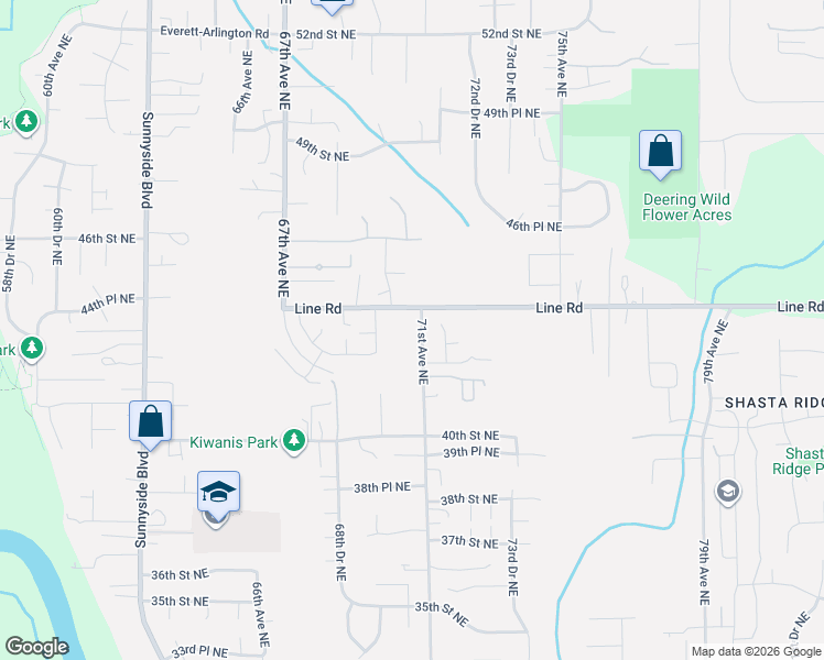 map of restaurants, bars, coffee shops, grocery stores, and more near 4222 71st Avenue Northeast in Marysville