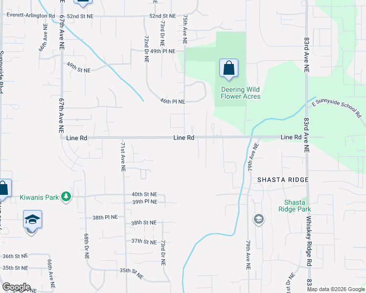 map of restaurants, bars, coffee shops, grocery stores, and more near 7530 44th Street Northeast in Marysville
