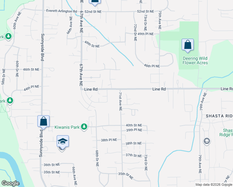 map of restaurants, bars, coffee shops, grocery stores, and more near 4222 71st Avenue Northeast in Marysville