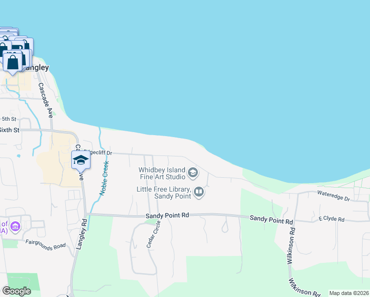 map of restaurants, bars, coffee shops, grocery stores, and more near 718 Edgecliff Drive in Langley