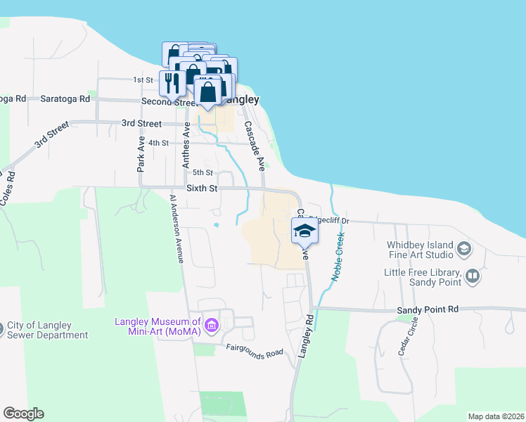 map of restaurants, bars, coffee shops, grocery stores, and more near 601 Arbor Crest Court in Langley
