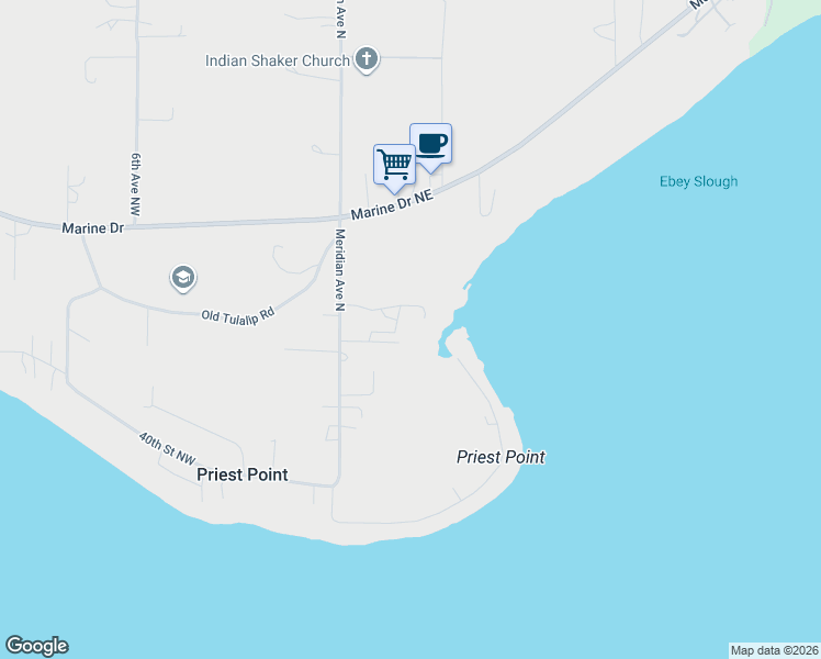 map of restaurants, bars, coffee shops, grocery stores, and more near 4331 Meridian Avenue North in Tulalip Bay