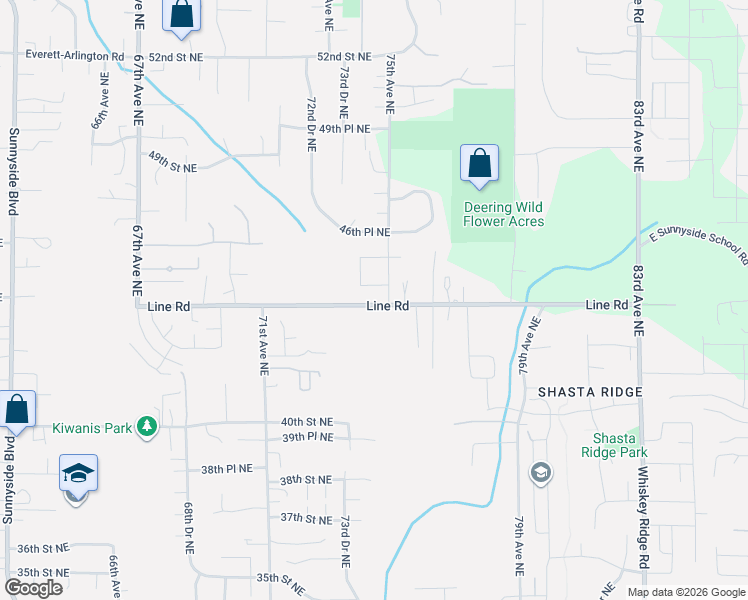 map of restaurants, bars, coffee shops, grocery stores, and more near 7315 44th Street Northeast in Marysville