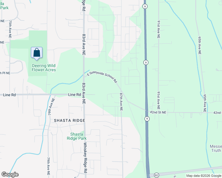 map of restaurants, bars, coffee shops, grocery stores, and more near 8624 East Sunnyside School Road in Marysville