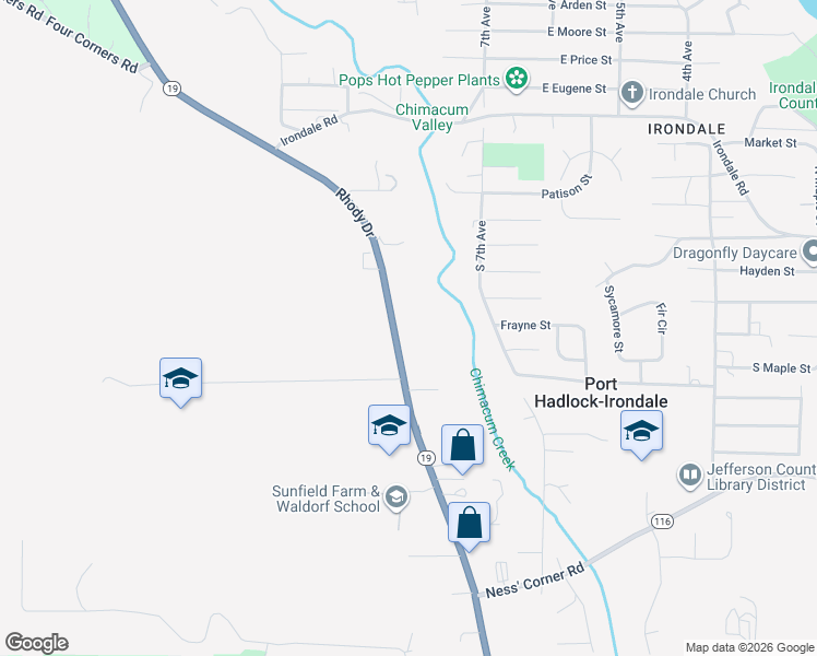 map of restaurants, bars, coffee shops, grocery stores, and more near 11254 Rhody Drive in Port Hadlock-Irondale
