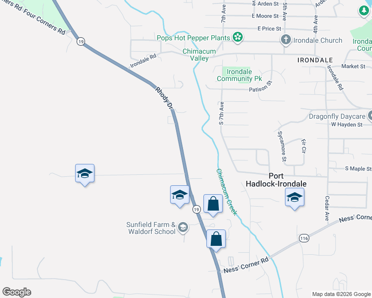 map of restaurants, bars, coffee shops, grocery stores, and more near 11254 Rhody Drive in Port Hadlock-Irondale