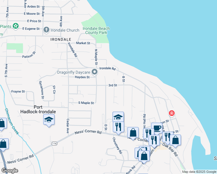 map of restaurants, bars, coffee shops, grocery stores, and more near 280 3rd Street in Port Hadlock-Irondale