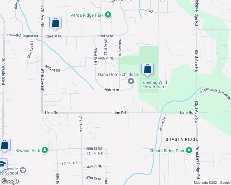 map of restaurants, bars, coffee shops, grocery stores, and more near 7424 46th Place Northeast in Marysville